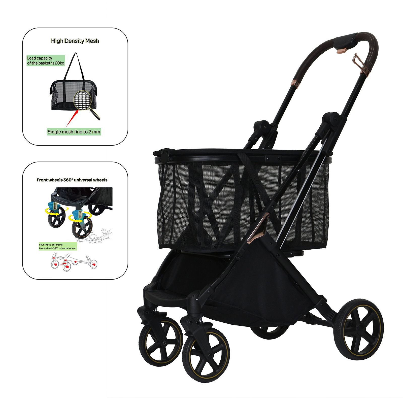 Personal Shopping Utility Cart Trolley Black - Image 5