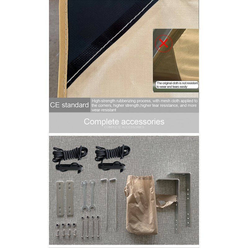 HI-TEX 2.5 x 1.6m Car Side Awning with Pull Out Shade for Outdoor Camping With 2 Extensions - Image 6