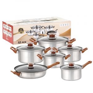 Stainless Steel Cookware Set [ 12-PCS ]