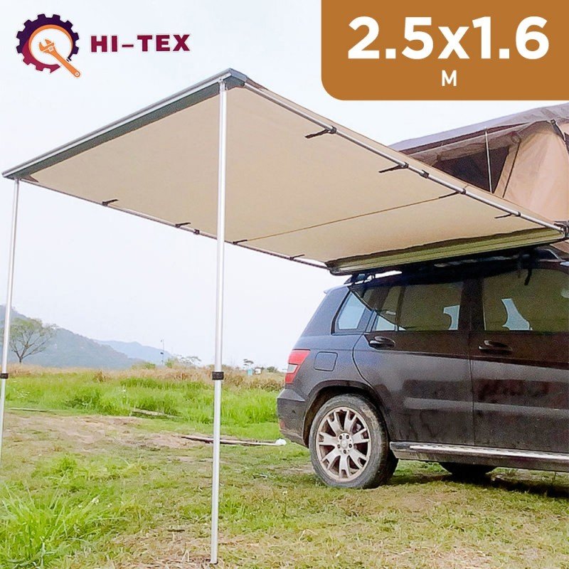 HI-TEX 2.5 x 1.6m Car Side Awning with Pull Out Shade for Outdoor Camping With 2 Extensions - Image 2