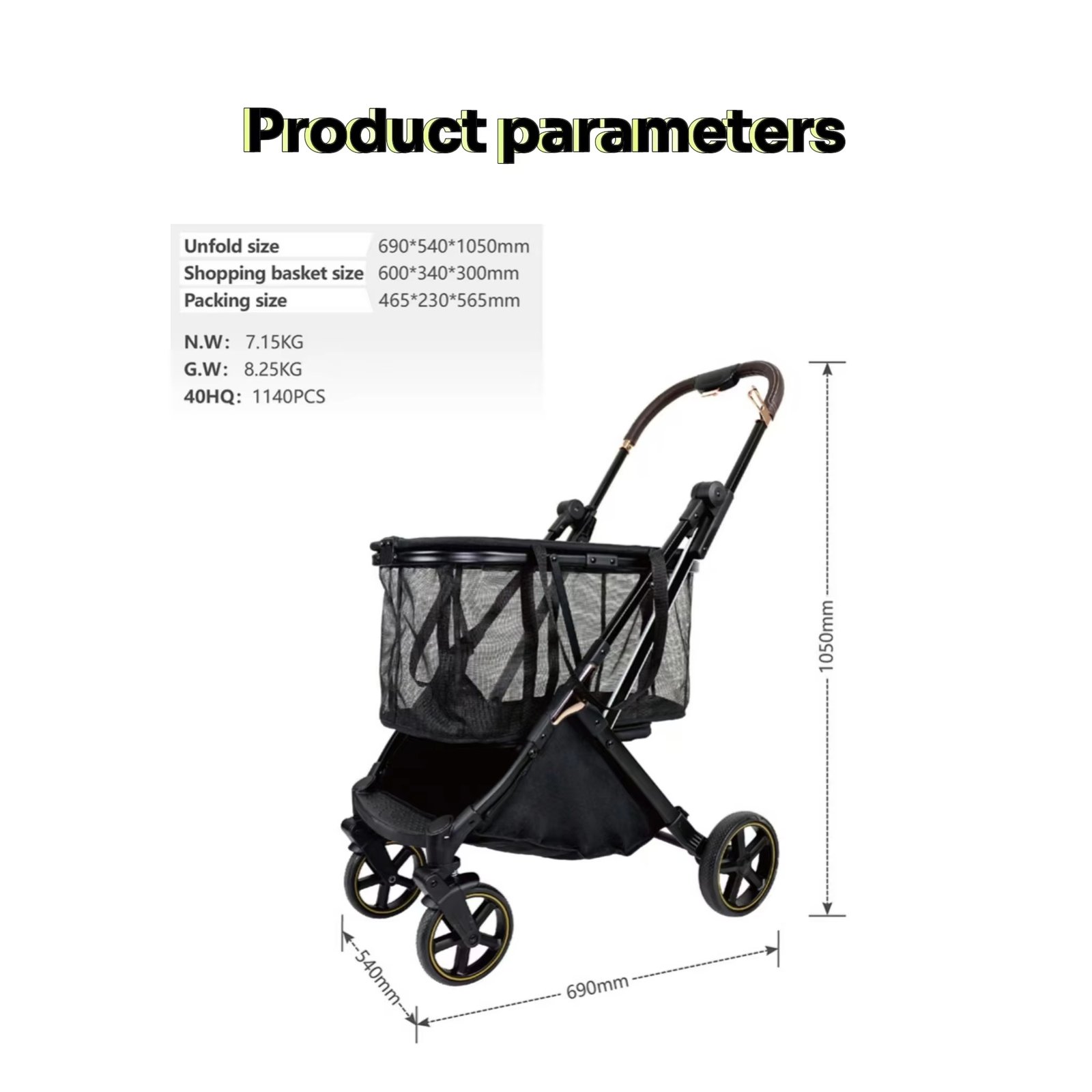 Personal Shopping Utility Cart Trolley Black - Image 6