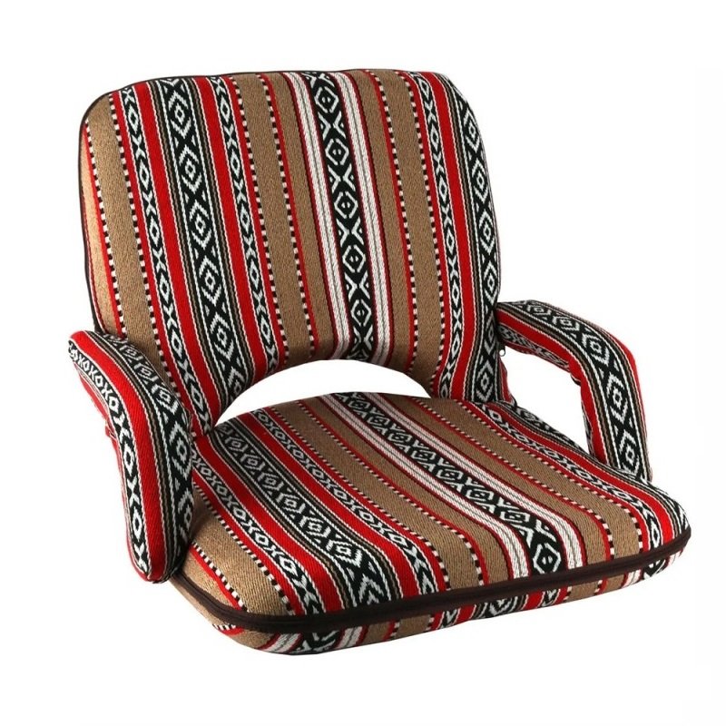 Folding Ground Chair with Armrest Beige