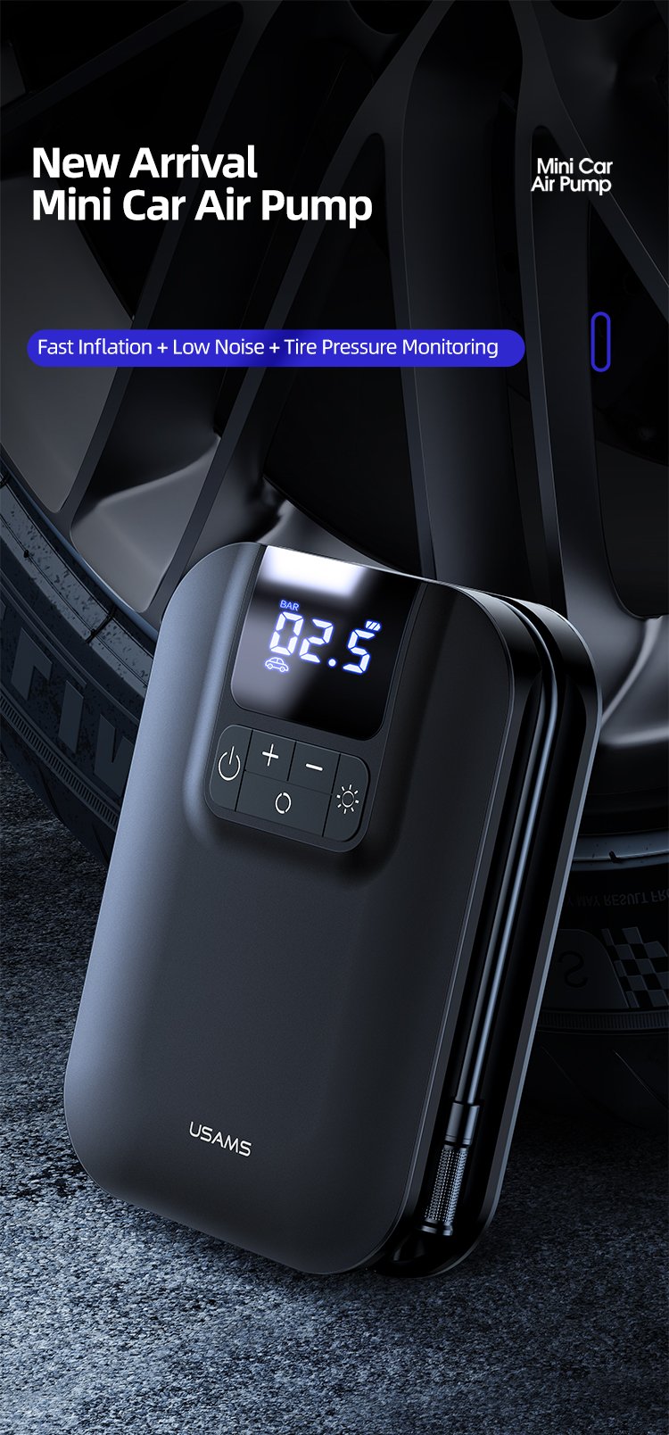 USAMS Portable Air Compressor مضخة هواء - Image 2