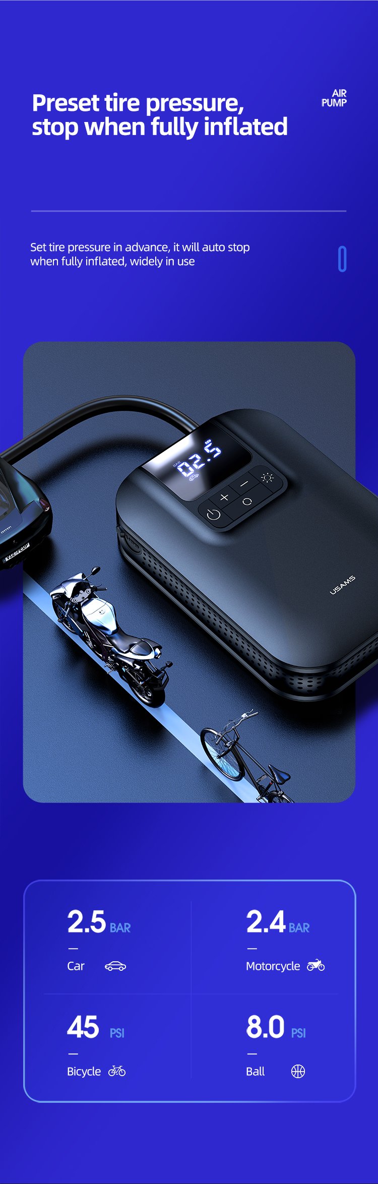 USAMS Portable Air Compressor مضخة هواء - Image 5