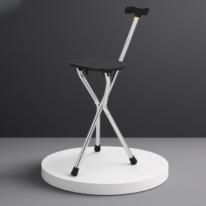 Folding Walking Stick/Seat Black