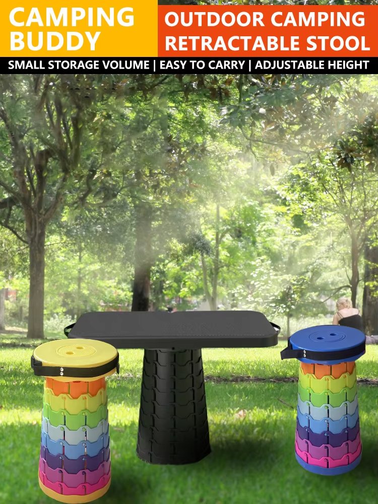 Folding Stool With Table Black - Image 8