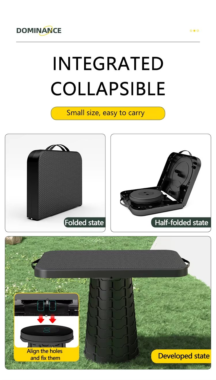 Folding Stool With Table Black - Image 9