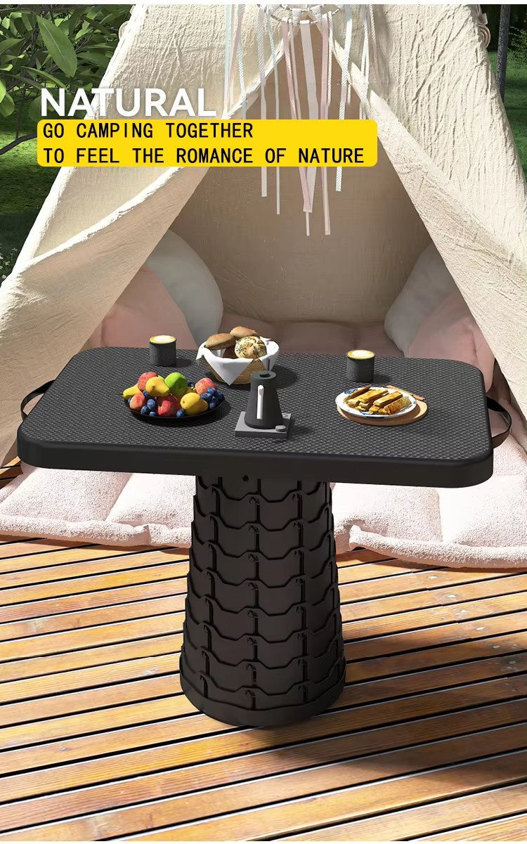 Folding Stool With Table Black - Image 11