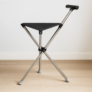 Folding Walking Stick/Seat Black